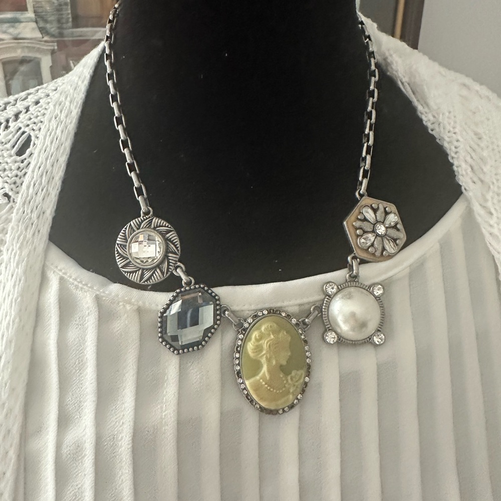 Lia Sophia necklace with Cameo and Pearl Necklace